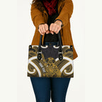 Kowhai Aotearoa Atua Tumatauenga Personalised Leather Bag Maori God Of War Tiki With Taiaha