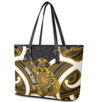 Kowhai Aotearoa Atua Tumatauenga Personalised Leather Tote Bag Maori God Of War Tiki With Taiaha