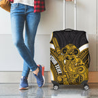Kowhai Aotearoa Atua Tumatauenga Personalised Luggage Cover Maori God Of War Tiki With Taiaha