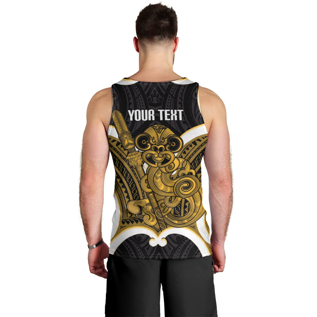 Kowhai Aotearoa Atua Tumatauenga Personalised Men Tank Top Maori God Of War Tiki With Taiaha