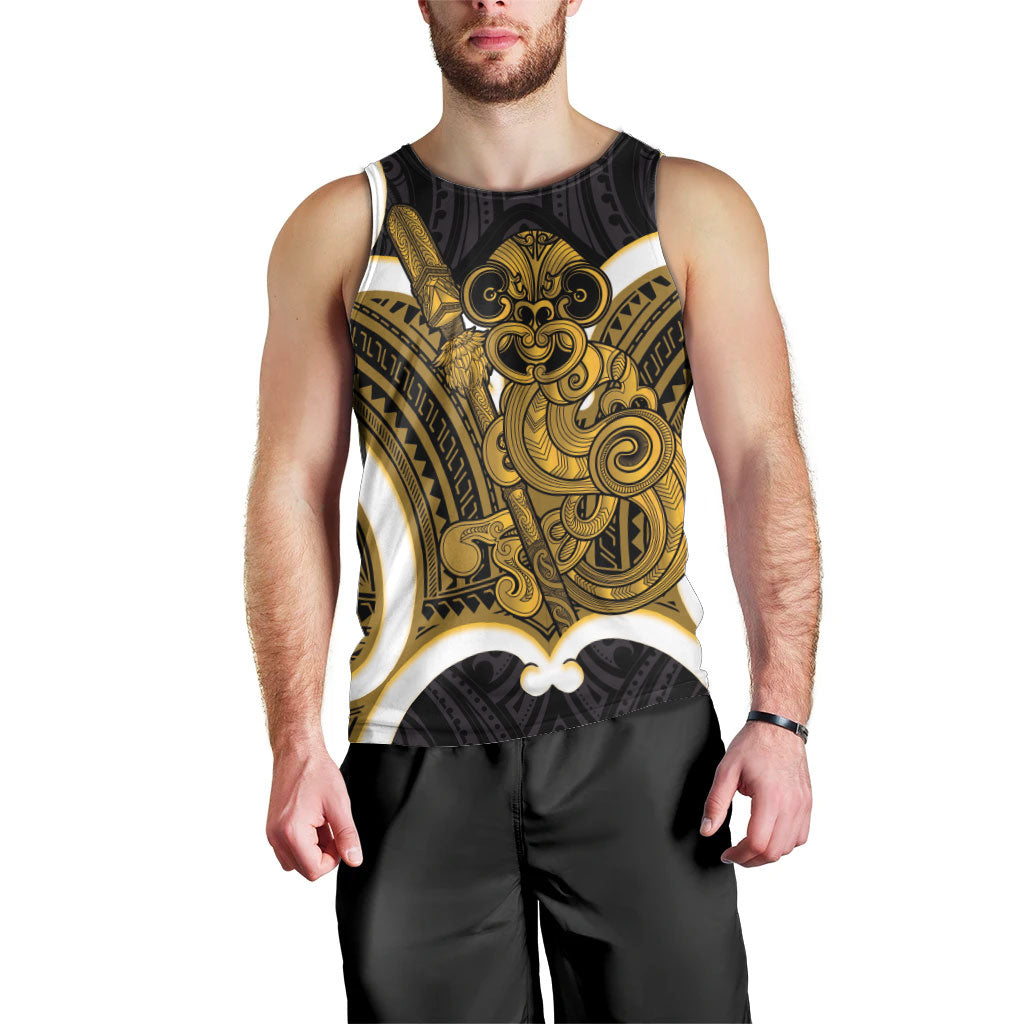 Kowhai Aotearoa Atua Tumatauenga Personalised Men Tank Top Maori God Of War Tiki With Taiaha