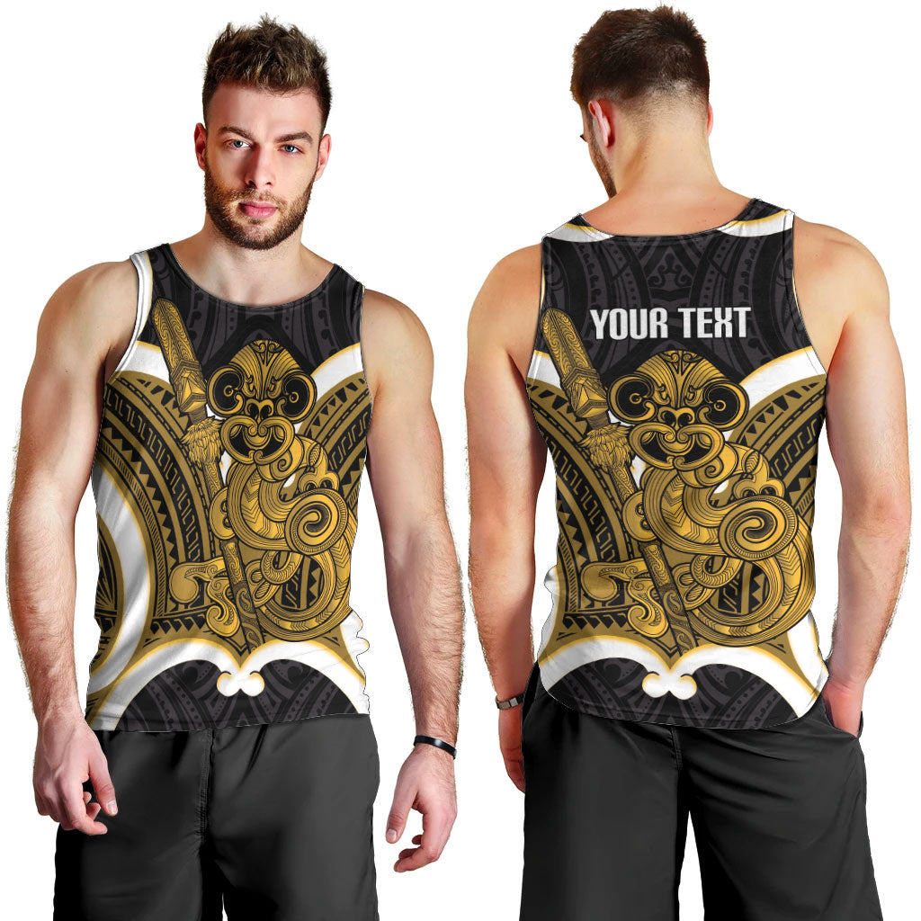Kowhai Aotearoa Atua Tumatauenga Personalised Men Tank Top Maori God Of War Tiki With Taiaha