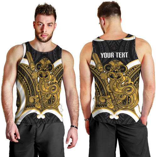 Kowhai Aotearoa Atua Tumatauenga Personalised Men Tank Top Maori God Of War Tiki With Taiaha