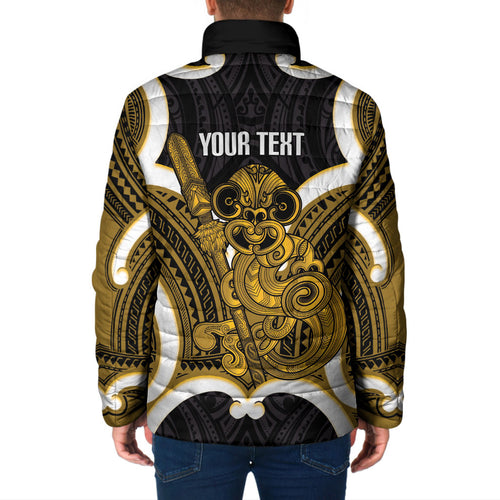 Kowhai Aotearoa Atua Tumatauenga Personalised Padded Jacket Maori God Of War Tiki With Taiaha