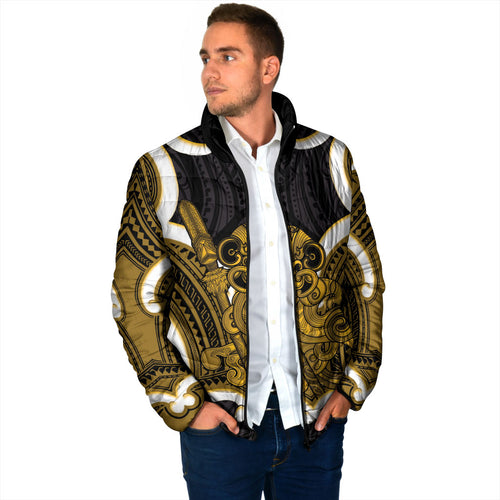 Kowhai Aotearoa Atua Tumatauenga Personalised Padded Jacket Maori God Of War Tiki With Taiaha