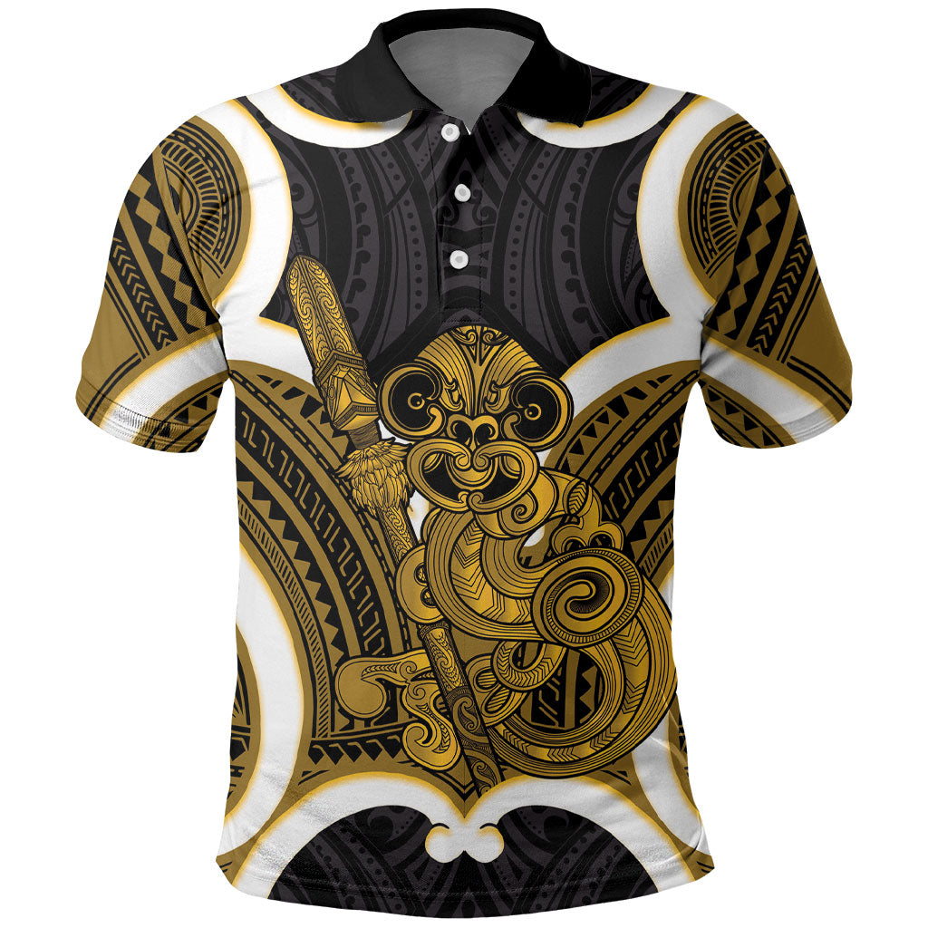 Kowhai Aotearoa Atua Tumatauenga Personalised Polo Shirt Maori God Of War Tiki With Taiaha
