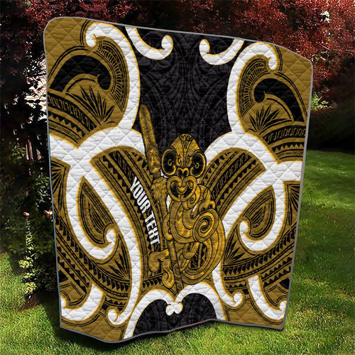 Kowhai Aotearoa Atua Tumatauenga Personalised Quilt Maori God Of War Tiki With Taiaha