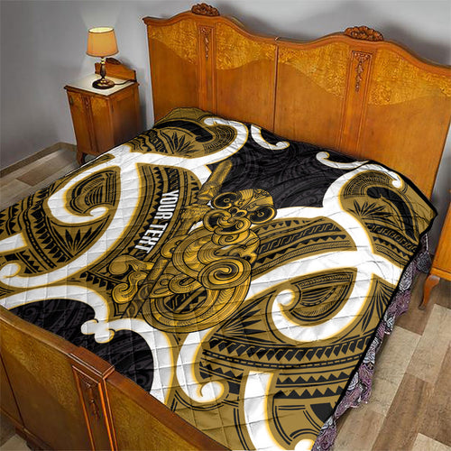 Kowhai Aotearoa Atua Tumatauenga Personalised Quilt Maori God Of War Tiki With Taiaha