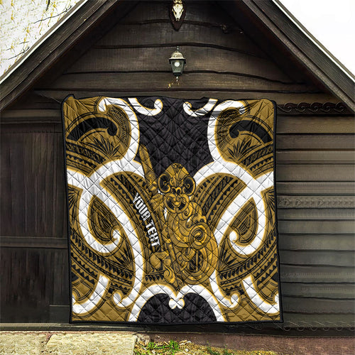 Kowhai Aotearoa Atua Tumatauenga Personalised Quilt Maori God Of War Tiki With Taiaha