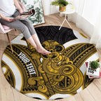 Kowhai Aotearoa Atua Tumatauenga Personalised Round Carpet Maori God Of War Tiki With Taiaha