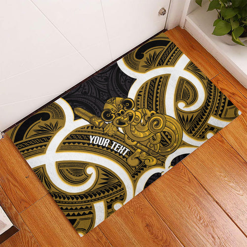 Kowhai Aotearoa Atua Tumatauenga Personalised Rubber Doormat Maori God Of War Tiki With Taiaha