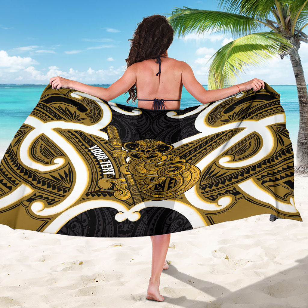 Kowhai Aotearoa Atua Tumatauenga Personalised Sarong Maori God Of War Tiki With Taiaha