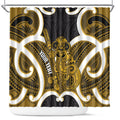 Kowhai Aotearoa Atua Tumatauenga Personalised Shower Curtain Maori God Of War Tiki With Taiaha