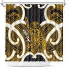 Kowhai Aotearoa Atua Tumatauenga Personalised Shower Curtain Maori God Of War Tiki With Taiaha