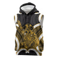 Kowhai Aotearoa Atua Tumatauenga Personalised Sleeveless Hoodie Maori God Of War Tiki With Taiaha