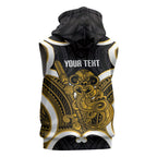 Kowhai Aotearoa Atua Tumatauenga Personalised Sleeveless Zip Hoodie Maori God Of War Tiki With Taiaha