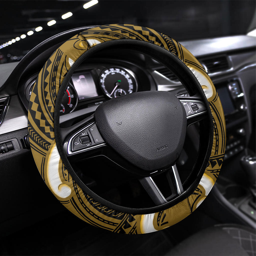 Kowhai Aotearoa Atua Tumatauenga Steering Wheel Cover Maori God Of War Tiki With Taiaha