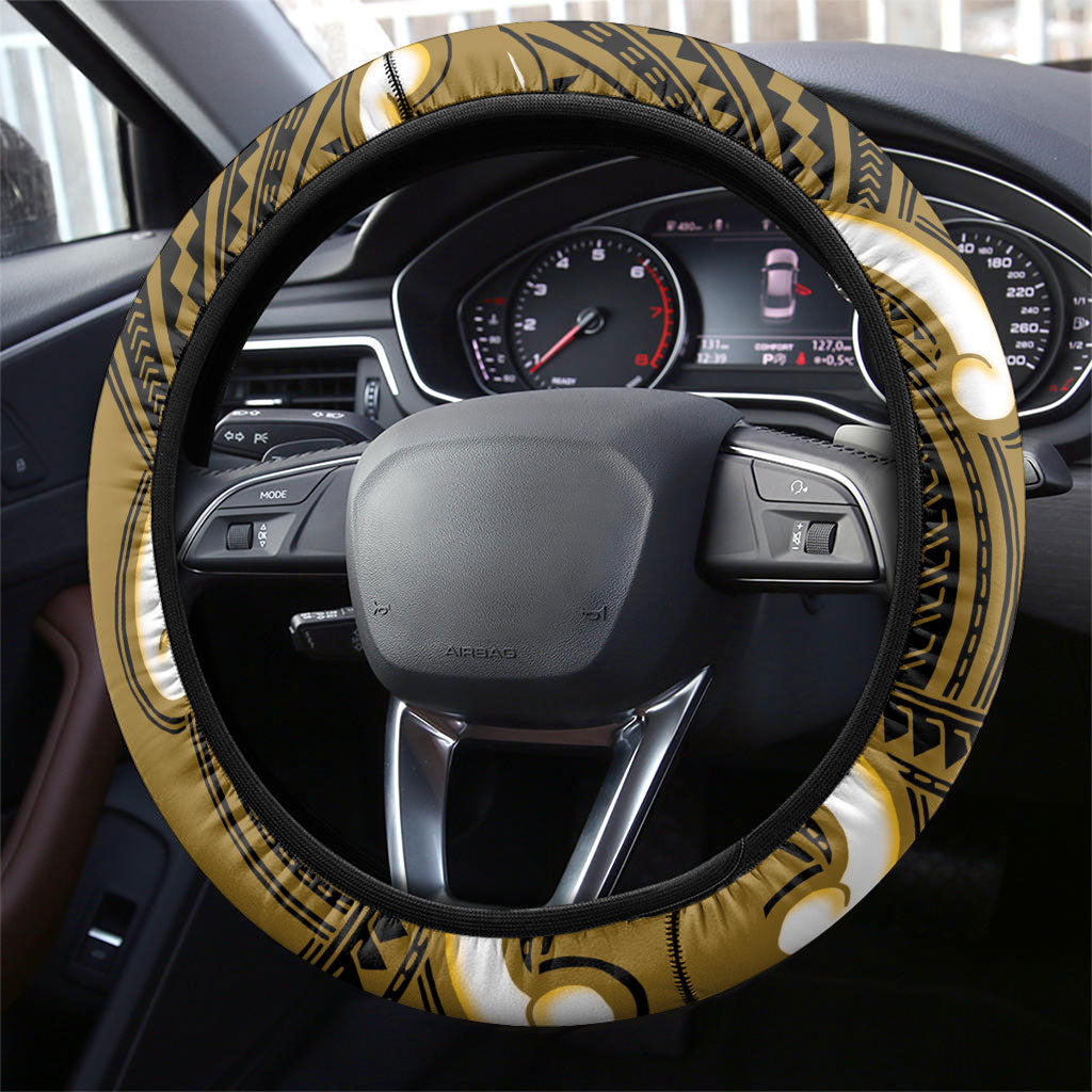 Kowhai Aotearoa Atua Tumatauenga Steering Wheel Cover Maori God Of War Tiki With Taiaha
