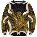 Kowhai Aotearoa Atua Tumatauenga Personalised Sweatshirt Maori God Of War Tiki With Taiaha