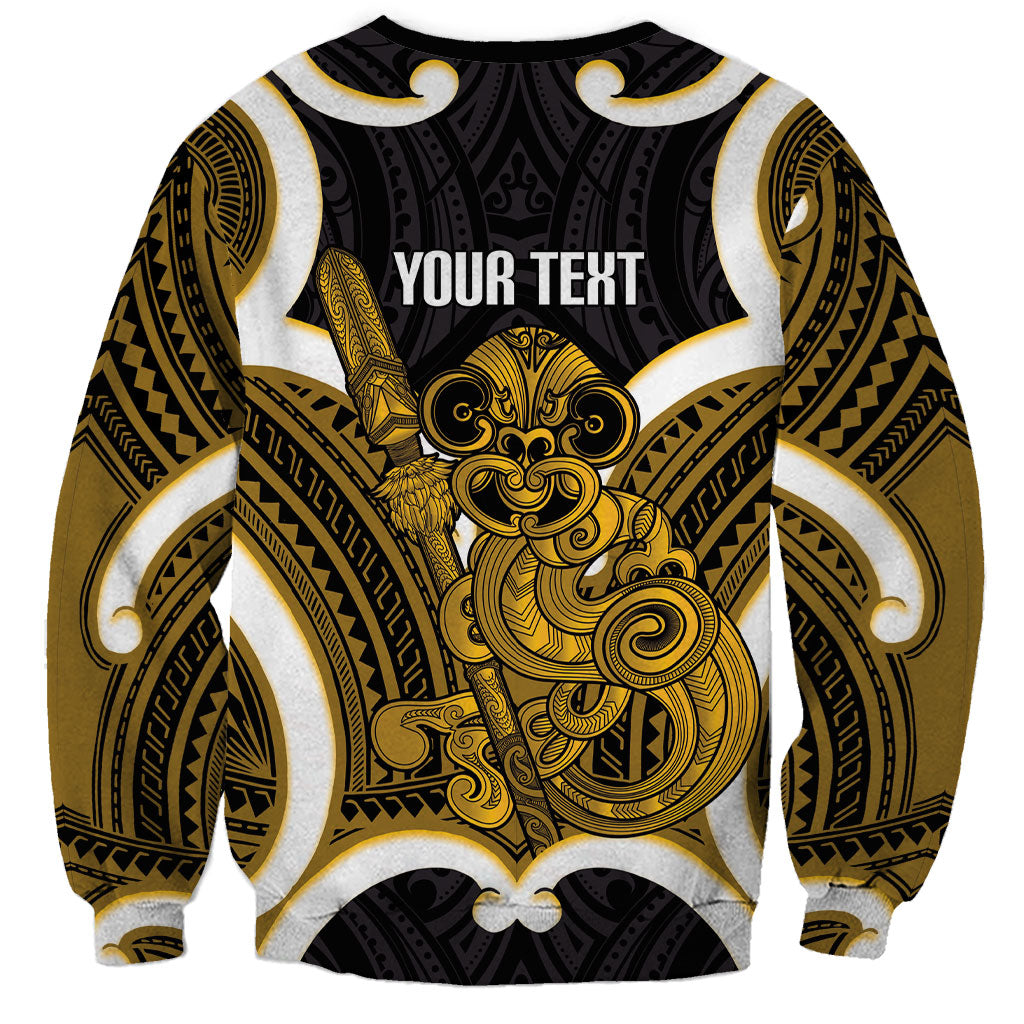 Kowhai Aotearoa Atua Tumatauenga Personalised Sweatshirt Maori God Of War Tiki With Taiaha