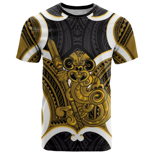 Kowhai Aotearoa Atua Tumatauenga Personalised T Shirt Maori God Of War Tiki With Taiaha