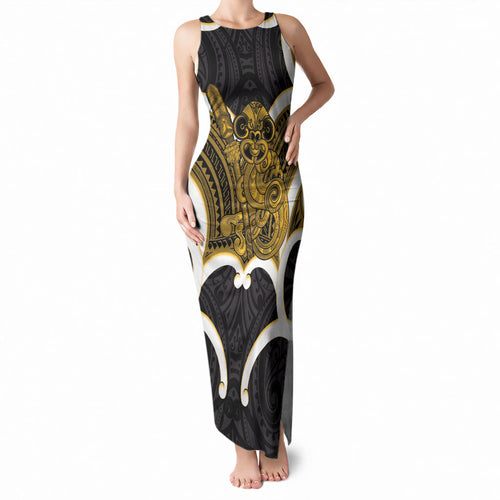 Kowhai Aotearoa Atua Tumatauenga Personalised Tank Maxi Dress Maori God Of War Tiki With Taiaha