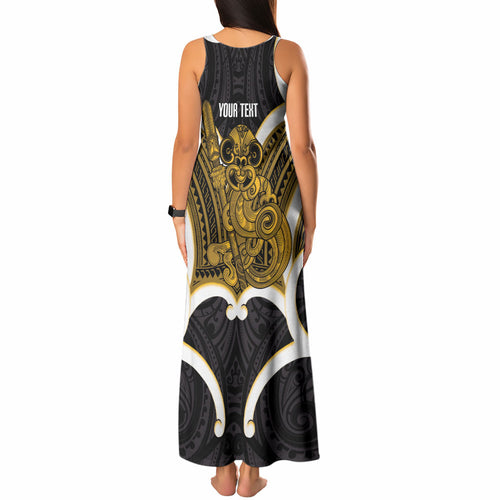 Kowhai Aotearoa Atua Tumatauenga Personalised Tank Maxi Dress Maori God Of War Tiki With Taiaha