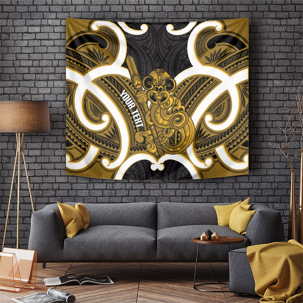 Kowhai Aotearoa Atua Tumatauenga Personalised Tapestry Maori God Of War Tiki With Taiaha