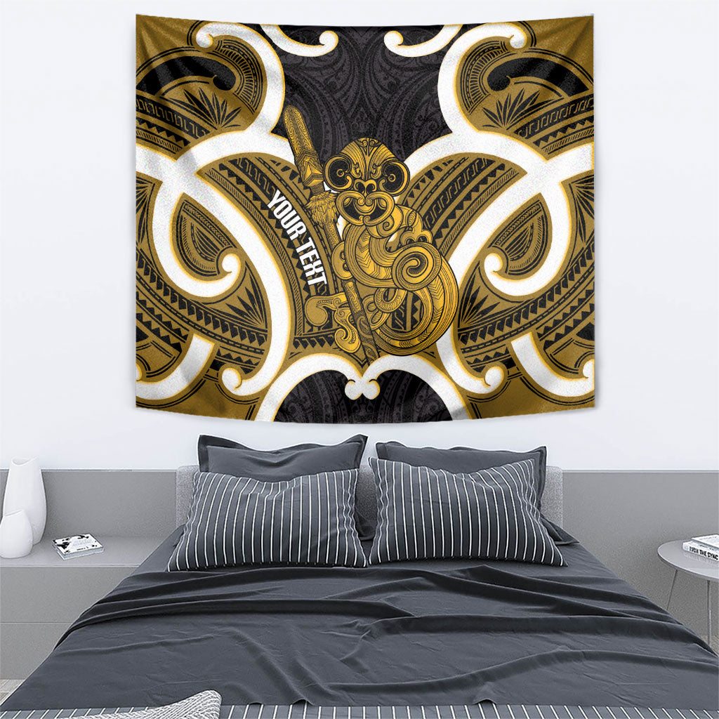 Kowhai Aotearoa Atua Tumatauenga Personalised Tapestry Maori God Of War Tiki With Taiaha