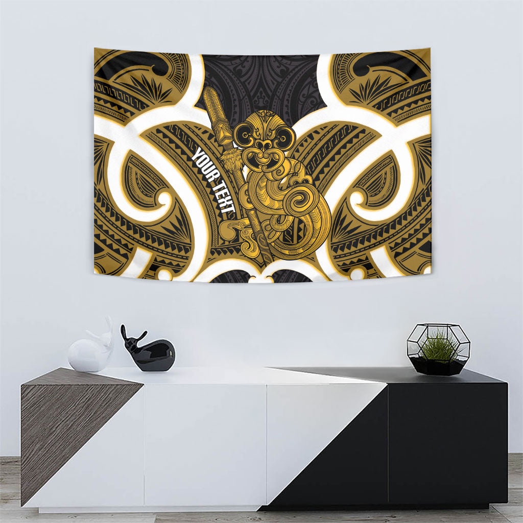 Kowhai Aotearoa Atua Tumatauenga Personalised Tapestry Maori God Of War Tiki With Taiaha