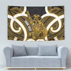 Kowhai Aotearoa Atua Tumatauenga Personalised Tapestry Maori God Of War Tiki With Taiaha