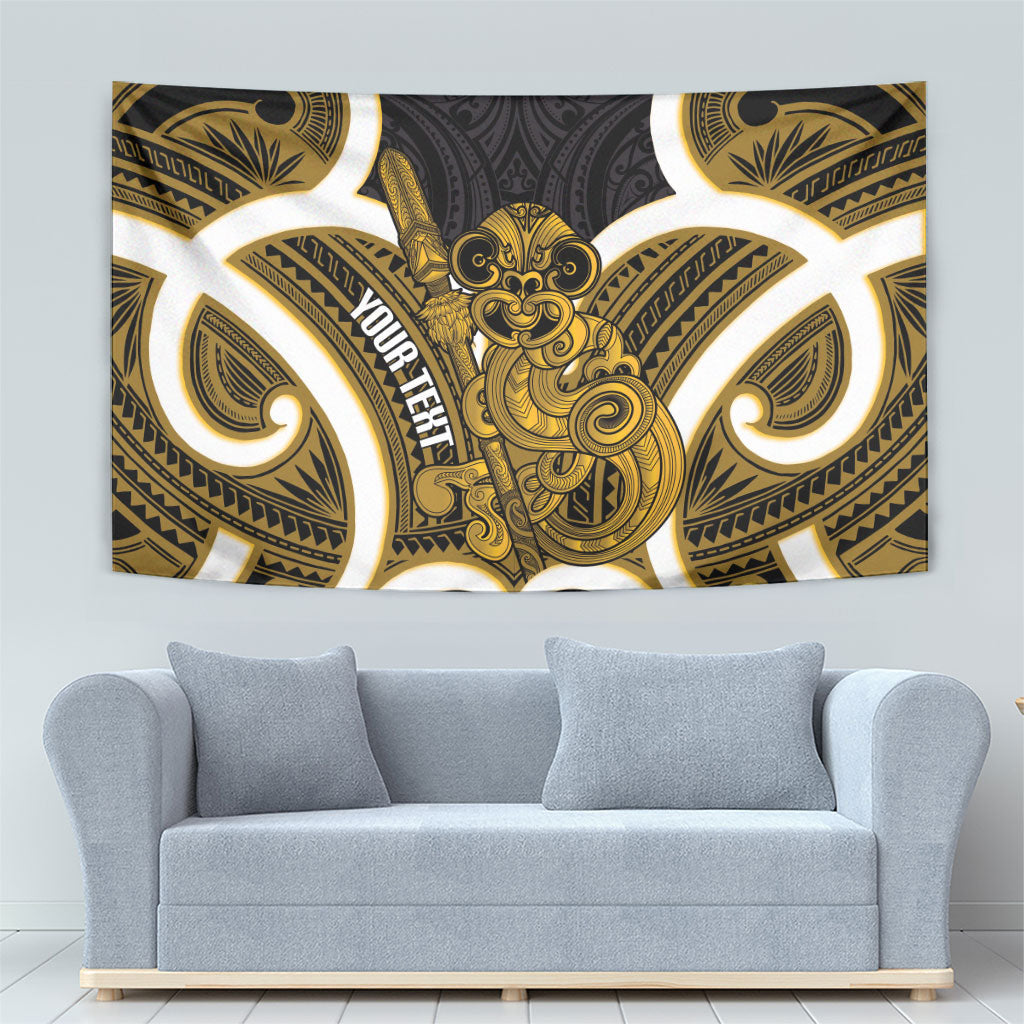 Kowhai Aotearoa Atua Tumatauenga Personalised Tapestry Maori God Of War Tiki With Taiaha