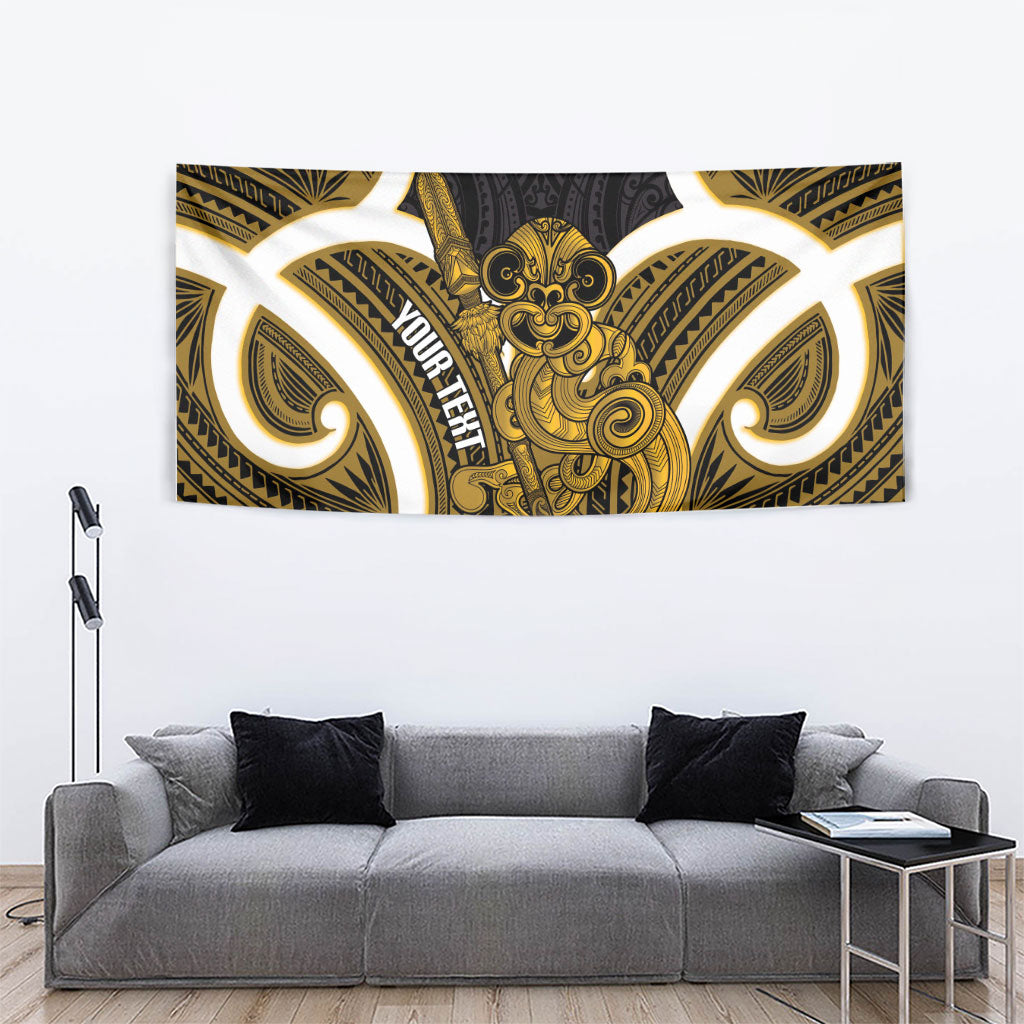 Kowhai Aotearoa Atua Tumatauenga Personalised Tapestry Maori God Of War Tiki With Taiaha