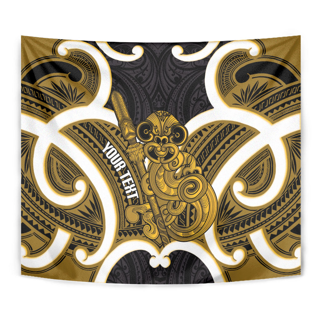 Kowhai Aotearoa Atua Tumatauenga Personalised Tapestry Maori God Of War Tiki With Taiaha