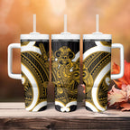 Kowhai Aotearoa Atua Tumatauenga Tumbler With Handle Maori God Of War Tiki With Taiaha