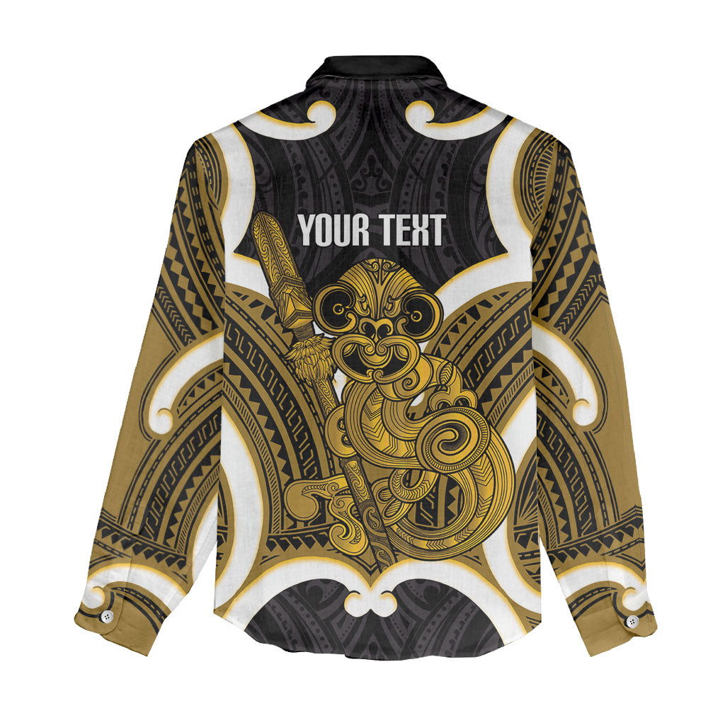 Kowhai Aotearoa Atua Tumatauenga Personalised Women Casual Shirt Maori God Of War Tiki With Taiaha
