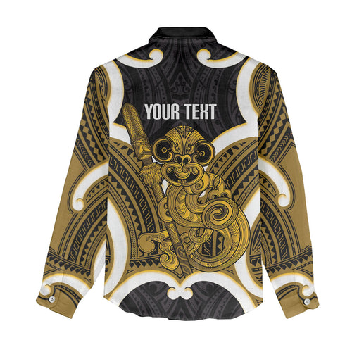 Kowhai Aotearoa Atua Tumatauenga Personalised Women Casual Shirt Maori God Of War Tiki With Taiaha