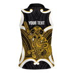 Kowhai Aotearoa Atua Tumatauenga Personalised Women Sleeveless Polo Shirt Maori God Of War Tiki With Taiaha