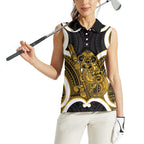 Kowhai Aotearoa Atua Tumatauenga Personalised Women Sleeveless Polo Shirt Maori God Of War Tiki With Taiaha