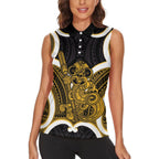 Kowhai Aotearoa Atua Tumatauenga Personalised Women Sleeveless Polo Shirt Maori God Of War Tiki With Taiaha