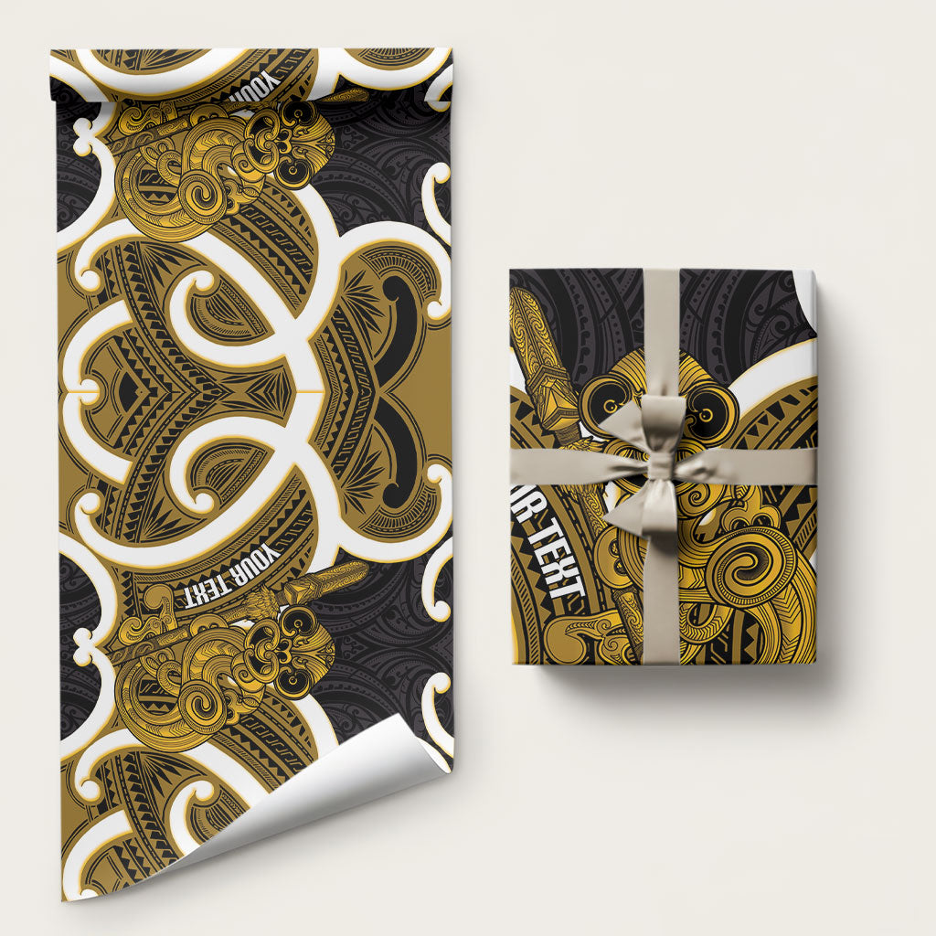 Kowhai Aotearoa Atua Tumatauenga Personalised Wrapping Paper Maori God Of War Tiki With Taiaha
