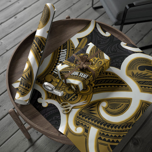 Kowhai Aotearoa Atua Tumatauenga Personalised Wrapping Paper Maori God Of War Tiki With Taiaha