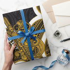 Kowhai Aotearoa Atua Tumatauenga Personalised Wrapping Paper Maori God Of War Tiki With Taiaha