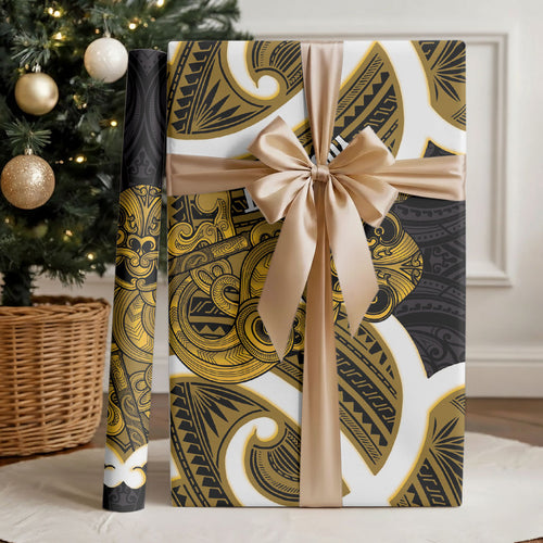 Kowhai Aotearoa Atua Tumatauenga Personalised Wrapping Paper Maori God Of War Tiki With Taiaha