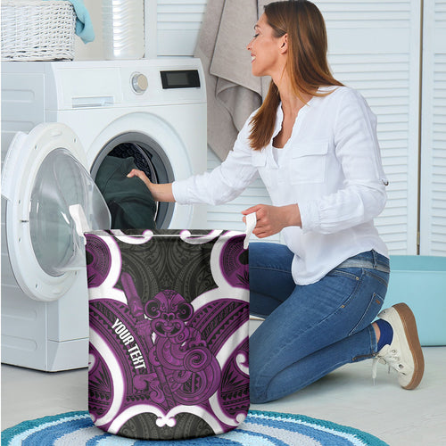 Waiporoporo Aotearoa Atua Tumatauenga Personalised Laundry Basket Maori God Of War Tiki With Taiaha