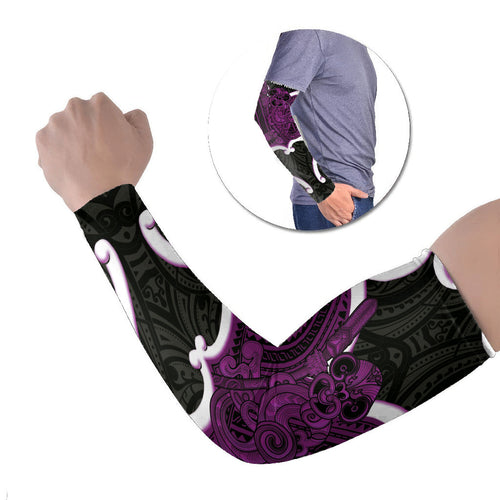 Waiporoporo Aotearoa Atua Tumatauenga Personalised Arm Sleeves Maori God Of War Tiki With Taiaha