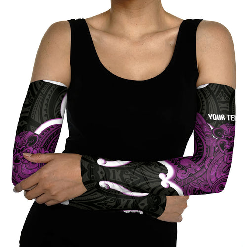 Waiporoporo Aotearoa Atua Tumatauenga Personalised Arm Sleeves Maori God Of War Tiki With Taiaha