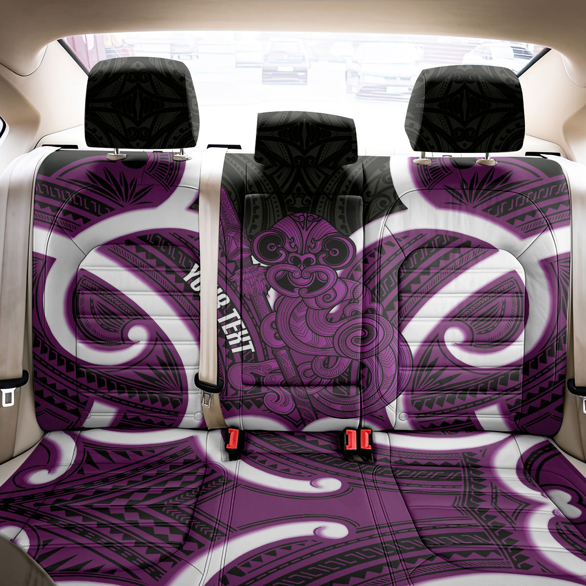 Waiporoporo Aotearoa Atua Tumatauenga Personalised Back Car Seat Cover Maori God Of War Tiki With Taiaha