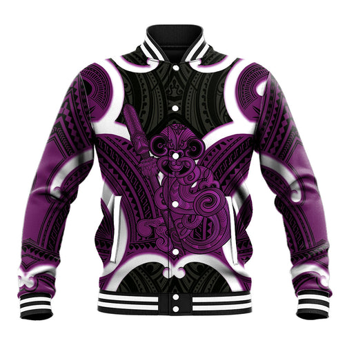 Waiporoporo Aotearoa Atua Tumatauenga Personalised Baseball Jacket Maori God Of War Tiki With Taiaha
