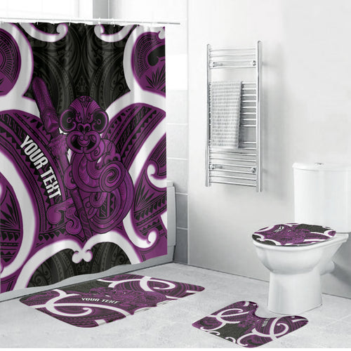 Waiporoporo Aotearoa Atua Tumatauenga Personalised Bathroom Set Maori God Of War Tiki With Taiaha